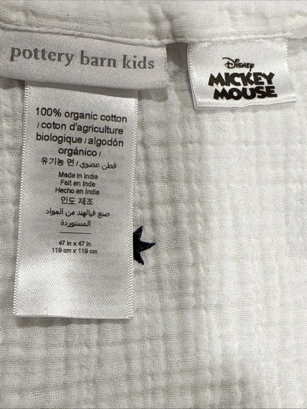 Pottery Barn Kids Disney Mickey Mouse Organic Cotton Muslin Blankets 3pc HTF